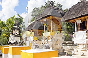 Festively decorated Hindu temple Pura Ped, in Nusa Penida-Bali, Indon