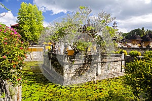 Festively decorated Hindu temple Pura Ped, in Nusa Penida-Bali, Indon