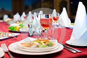 Festively served banquet table