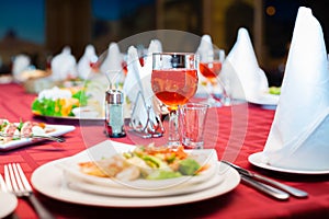 Festively served banquet table photo