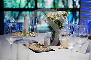 A festively served table inside the restaurant.