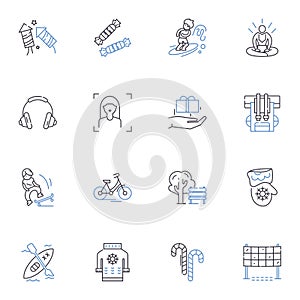 Festivity line icons collection. Celebration, Holiday, Joy, Cheer, Merriment, Festive, Excitement vector and linear photo