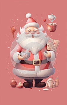festivity man merry claus christmas mug holiday santa male cute home. Generative AI.