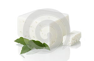Feta cheese block isolated transparent or white background