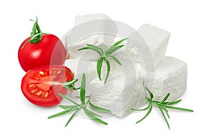 Feta cheese isolated on white background. With clipping path and full depth of field