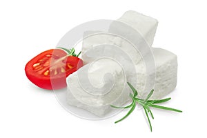 Feta cheese isolated on white background. With clipping path and full depth of field