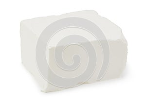 feta cheese isolated on white background. Clipping path and full depth of field