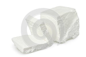 Feta cheese isolated on white background. With clipping path and full depth of field