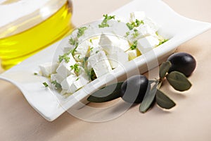 Feta cheese with olive