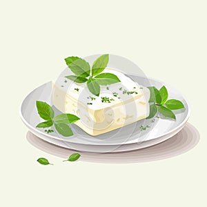 Feta cheese vector flat minimalistic isolated illustration
