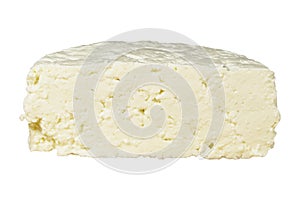 Feta cheese on white background