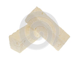 Feta cheese on a white background
