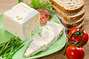 feta greek turkish cheese on plate