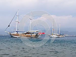 Magnificent sea and floating sail boats