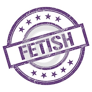 FETISH text written on purple violet vintage stamp