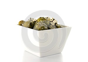 Fetta cheese and green olives