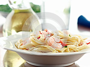 Fettuccine Alfredo with shrimp