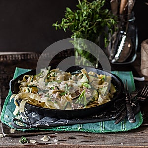 Fettuccine Alfredo with Zucchini