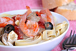 Fettuccine Pasta with Shrimp Dinner Dish