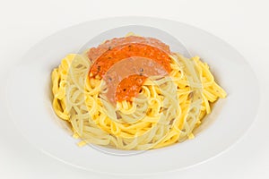 Fettuccine with tomato sauce