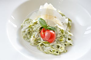 Fettucine Alfredo noodles with parmesan