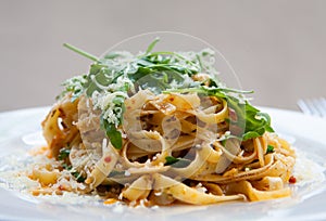 Fettucine pasta with sundried tomato photo