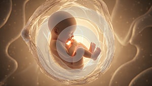 Fetus developing inside womb during pregnancy concept