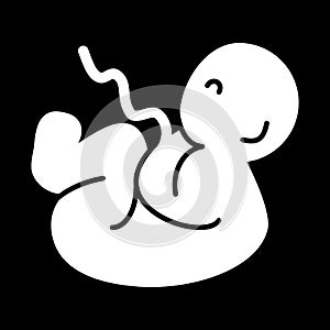 Fetus vector icon. Black and white baby illustration. Solid linear icon.