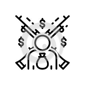 Black line icon for Feudalism, feudality and robbery