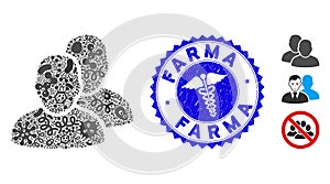 Pathogen Mosaic Users Icon with Medic Grunge Farma Stamp photo