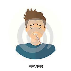 Fever. Shaking chills, feeling feverish, shaking body. Isolated flat style vector character illustration photo