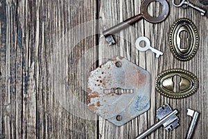 Few ancient keys and keyholes
