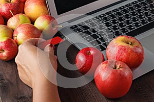 Few apple on a computer keyboard