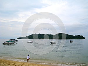 A few boat at the seaside of pangkor island, Malaysia