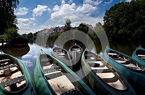 Few canoe on river in Marburg photo