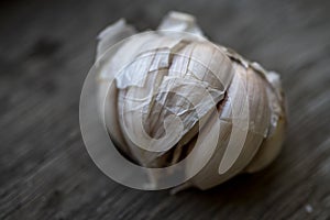 Few garlic bulbs and cloves photo