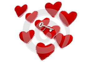 A Few hearts with a Key for opening