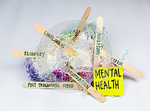 Mental Health Awareness Post It With Stick photo