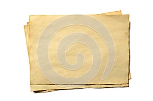 Few old blank pieces of antique vintage crumbling paper manuscript or parchment