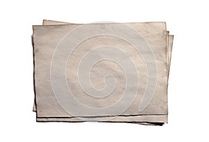 Few old blank pieces of antique vintage crumbling paper manuscript or parchment