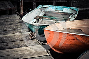 A few old boats on the dock