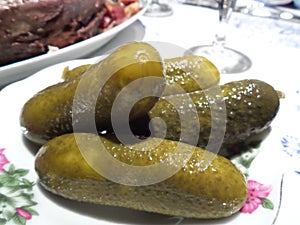 Few pickle on a table
