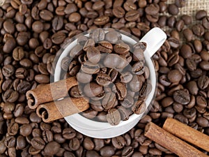 Cup, coffee and cinnamon