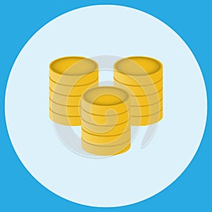 A few piles of gold coins. Vector illustration.