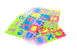 Few puzzles of letters and numbers, colorful children games