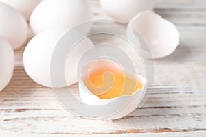 Few raw chicken eggs