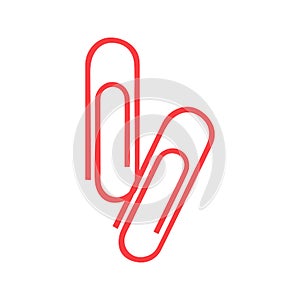 Few red paperclips illustration. School supply flat design. Office element - stationery and school supply. Paper clips