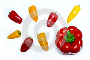 A few red and yellow peppers