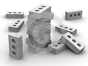 Silicate bricks on a white surface
