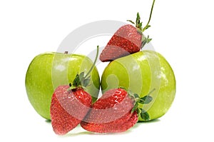 Few strawberry with apple